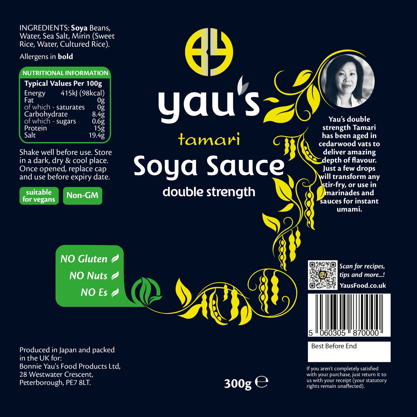 Yau's Double Strength Tamari Soya Sauce 300ml