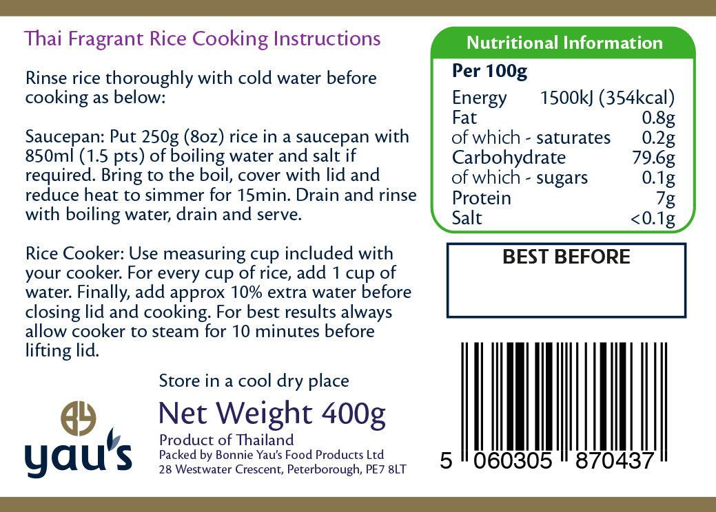 Yau's Fragrant Thai Rice 400g